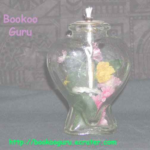 Heart Oil Candle, Glass, Floral, New, Collectible, BooKooGuru