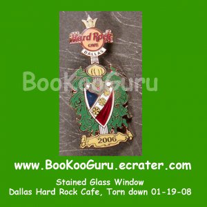 Hard Rock Cafe Dallas Texas, Stained Glass Pin #1, Torn Down, Rare, Limited Edition 300 ! BooKooGuru