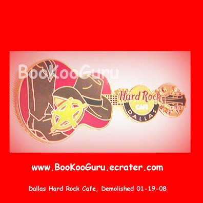 Hard Rock Cafe Dallas Texas, Red Cowboy Guitar Pin, Closed and Demolished, Rare! BooKooGuru
