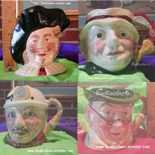 Staffordshire Character Mugs Jugs, Set of 4, Pickwick,Miner,Farmer,Cavalier - Very Good, BooKooGuru