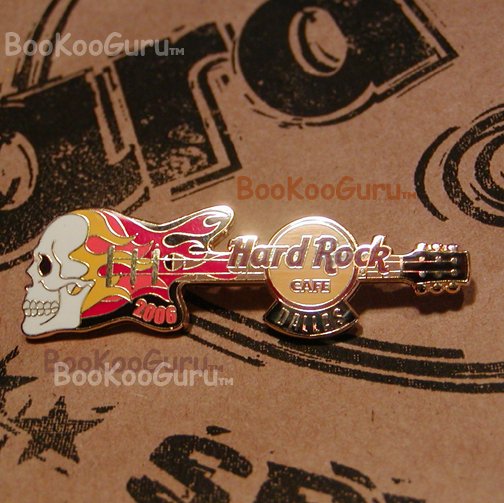 Hard Rock Cafe Dallas Texas - Skull Flame Guitar Pin - Limited Edition 300 !, BooKooGuru