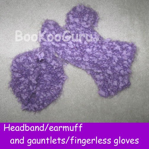 Handmade Knitted Set, Headband earmuffs and Gauntlets, Fingerless Gloves, One Size, BooKooGuru