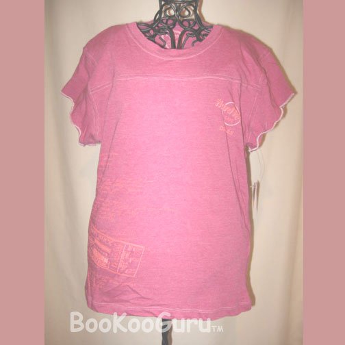 Small Hot Pink Let's Play T-shirt, Hard Rock Cafe, Dallas, TORN DOWN, London Ticket 1971, BooKooGuru