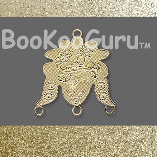 Lazer Lace, gold-plated brass, 25x22mm fancy with 1+3 loops, Focal Drop, BooKooGuru