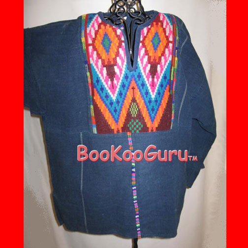 Southwest Denim Shirt, Hand-sewn Decoration, Pull-over, Vintage Clothing