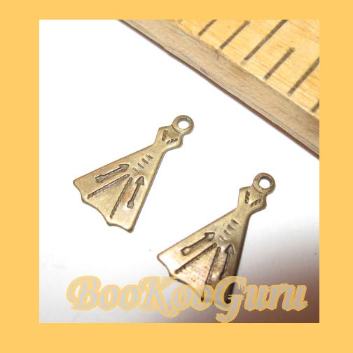 Pair of TeePee Charms, Antique Gold, Vintage, Rare, Make Jewelry, BooKooGuru