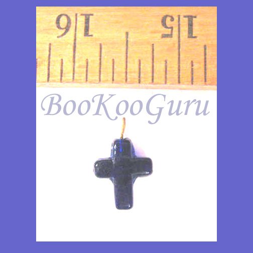 Blue Cross Fiber Optic Glass Charm, Pendant, Make Jewelry, BooKooGuru