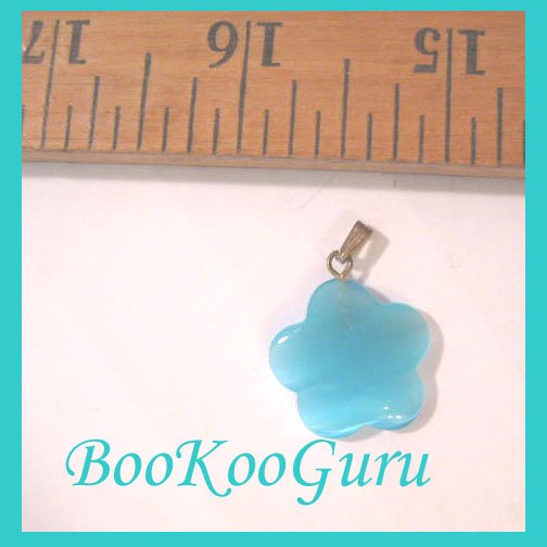 Flower Charm, Fiber Optic Glass, Turquoise Color, Flower Pendant, Make Jewelry