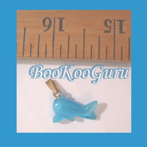 Blue Dolphin Fiber Optic Glass Charm or Pendant, Great Details, Make Jewelry, BooKooGuru
