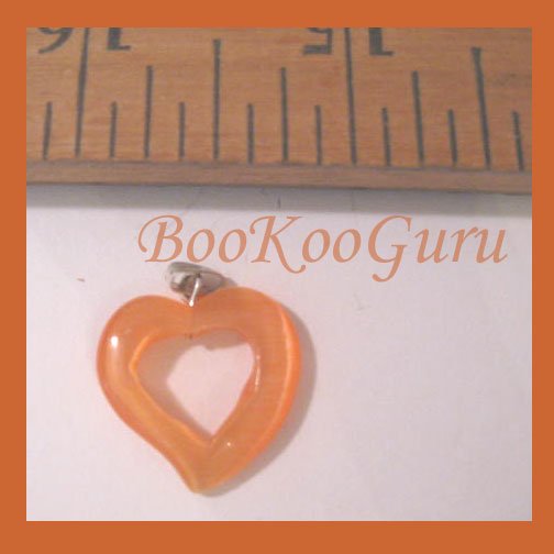 Bright Orange Open Heart, Fiber Optic Glass, Beautiful Reflective Surface, Make Jewelry, BooKooGuru