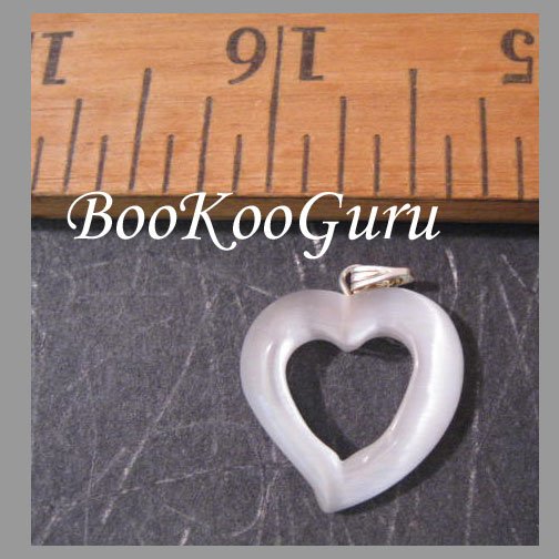 Open Heart Charm or Pendant, Fiber Optic Glass, Cat's Eye Glass, Make Jewelry, BooKooGuru