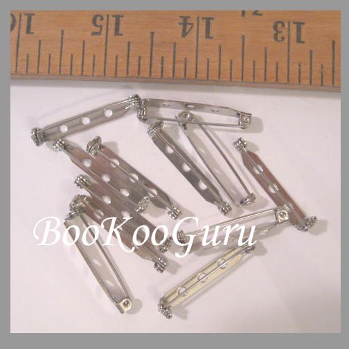 Dozen (12) Pin Backs, Silver Tone, Glue On, Vintage, Make Jewelry, BooKooGuru
