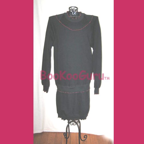Jerzees Brand Sweatshirt Dress, Only $2, Size M, Black with Red trim, Machine Wash, BooKooGuru