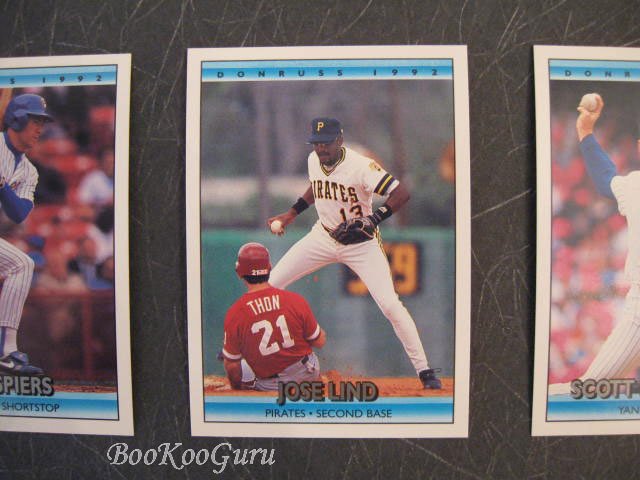 Donruss, 1992, Baseball Cards, Scott Kamieniecki, Jose Lind, Bill Spiers, Set of Three, Near Mint
