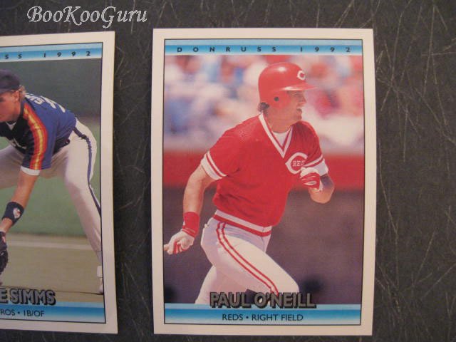 Donruss, 1992, Baseball Trading Cards, Paul O'Neill, Mike Simms, Steve Farr, Set of 3, Near Mint