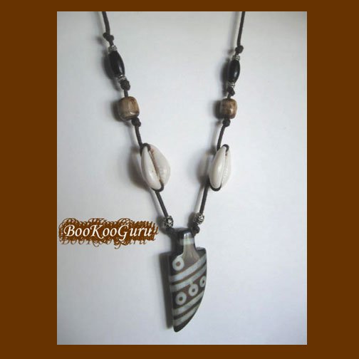 Arrowhead Pendant, Beaded on Leather, African Trade Beads, Goth