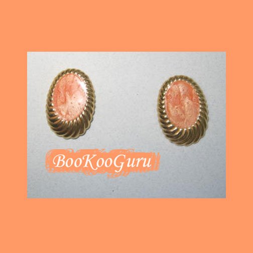 Coral Swirl Earrings, Post Style, Goldtone, Rare, Vintage, Estate