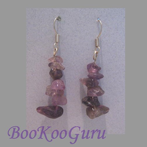 Genuine Amethyst Chip Dangle Earrings, Genuine Gemstones, Artisan Crafted