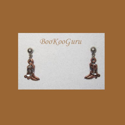 Cowboy Boots Earrings, Copper Colored, Limited Edition, Vintage Jewelry
