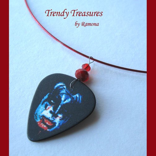 KISS Gene Simmons Guitar Pick Necklace, Original Design, Texas Artisan Crafted