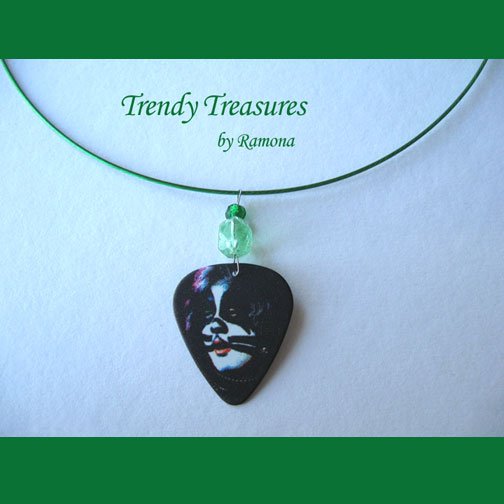 KISS Peter Criss Guitar Pick Necklace, Original Design, Texas Artisan Crafted
