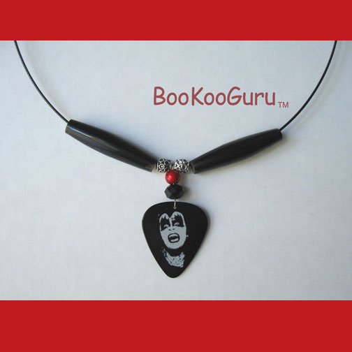 KISS Gene Simmons Guitar Pick Necklace, Original Design, Texas Artisan Crafted