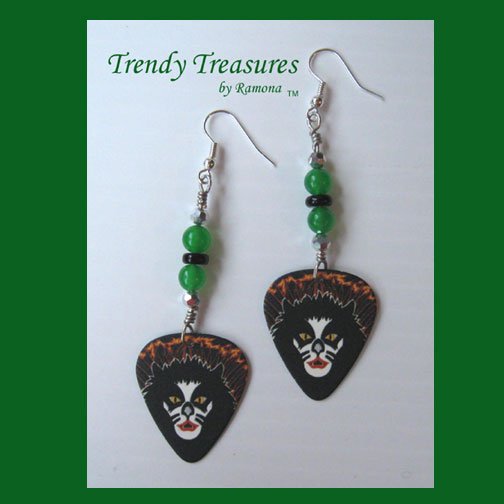 KISS Peter Criss Guitar Pick Earrings, Rock & Rollover Genuine KISS, Hand-crafted