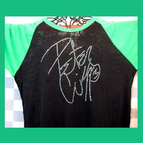 Peter Criss Autograph Signature KISS! Bling Rhinestone Embellished T-shirt, Free Shipping