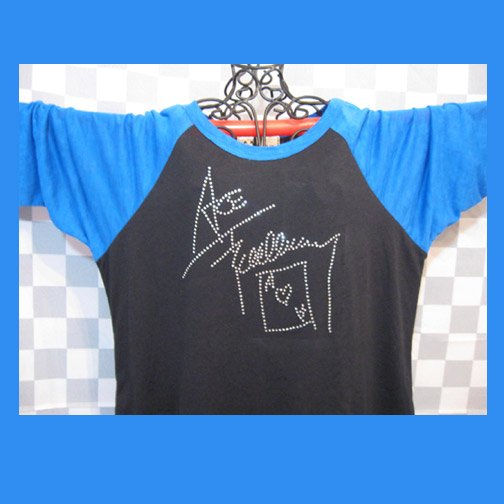 Ace Frehley Autograph Signature KISS! Bling Rhinestone Embellished T-shirt, Free Shipping