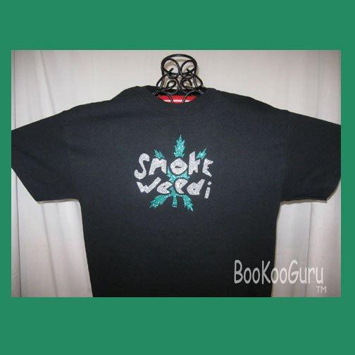 Smoke Weed Embellished T-shirt, Black, Glitter Vinyl, Original Design, Free Shipping