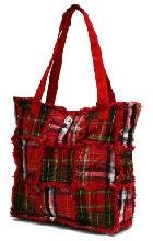 Red Quilted Ragged Patch Handbag