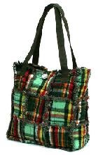 Green Quilted Ragged Patch Handbag
