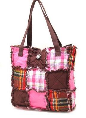 Pink/Brown Ragged Patch Handbag