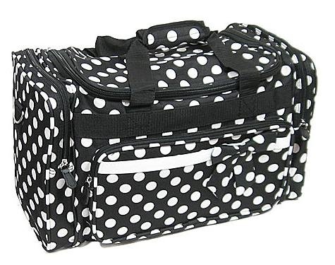 Black Lg White Dot Duffle