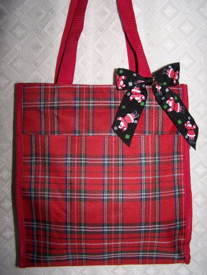 Red Plaid Christmas Tote