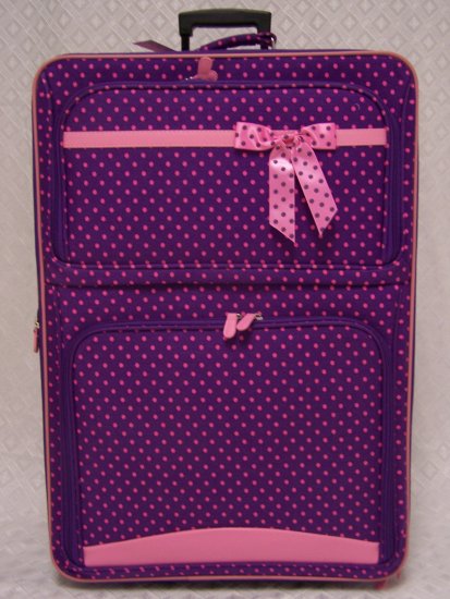 Large Purple/Pink Dot Rolling Suitcase