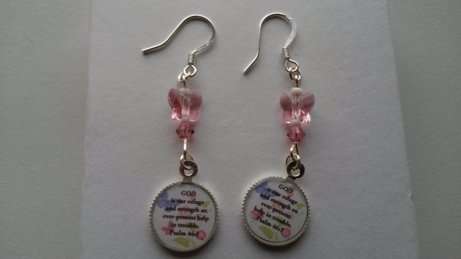 Swarovski crystal, sterling silver Bible verse earrings