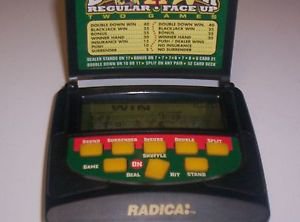 RARE RADICA HANDHELD ELECTRONIC BLACKJACK 21 REGULAR FACE UP GAME LCD CASINO