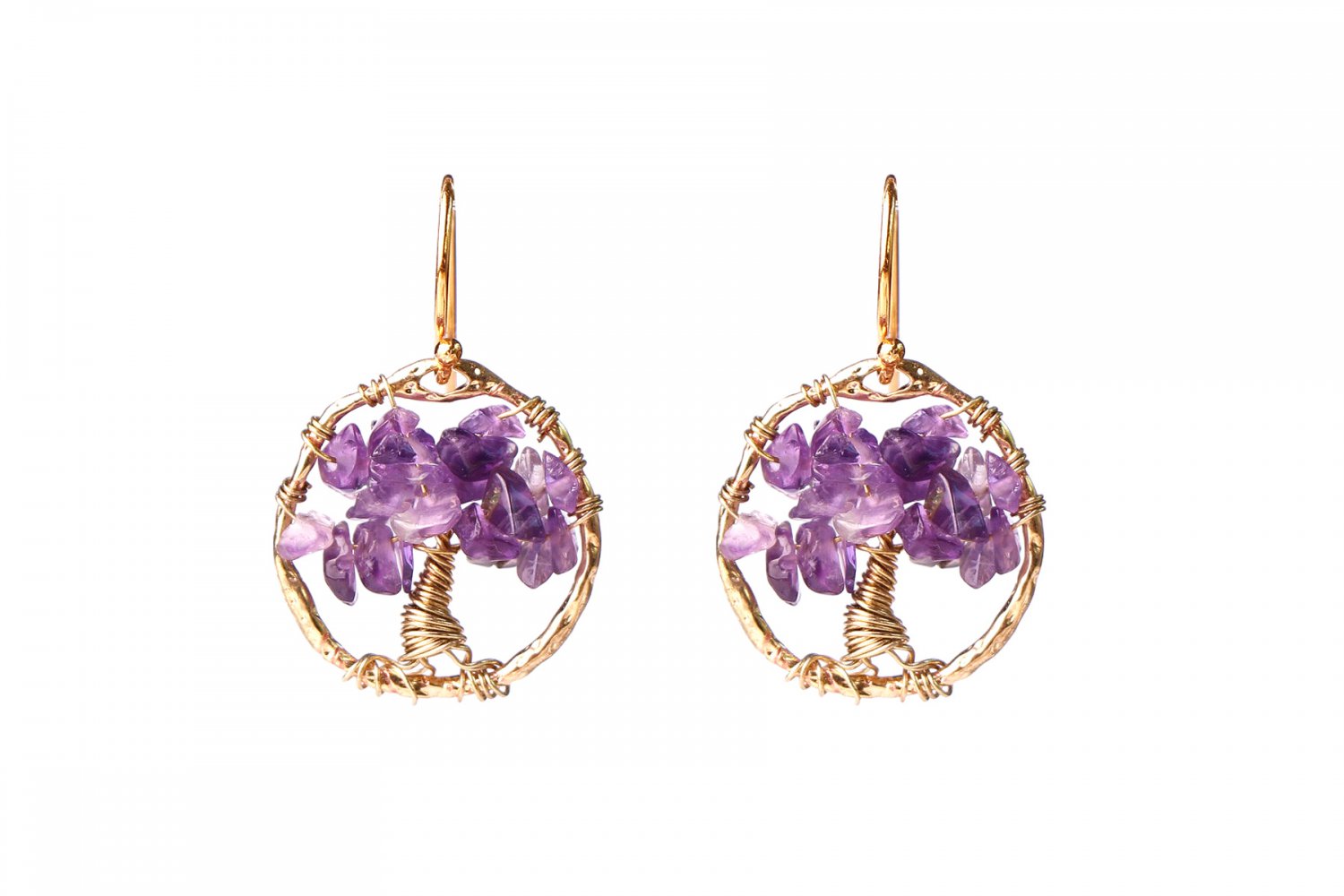 Tree of life amethyst earrings
