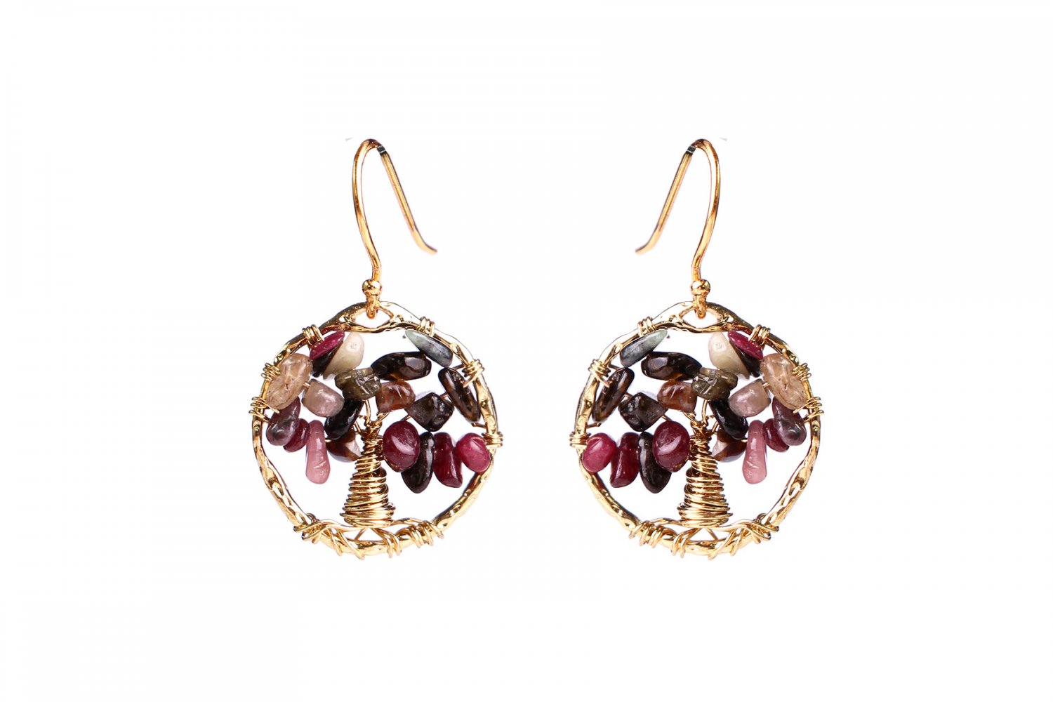 Agate tree of life earrings