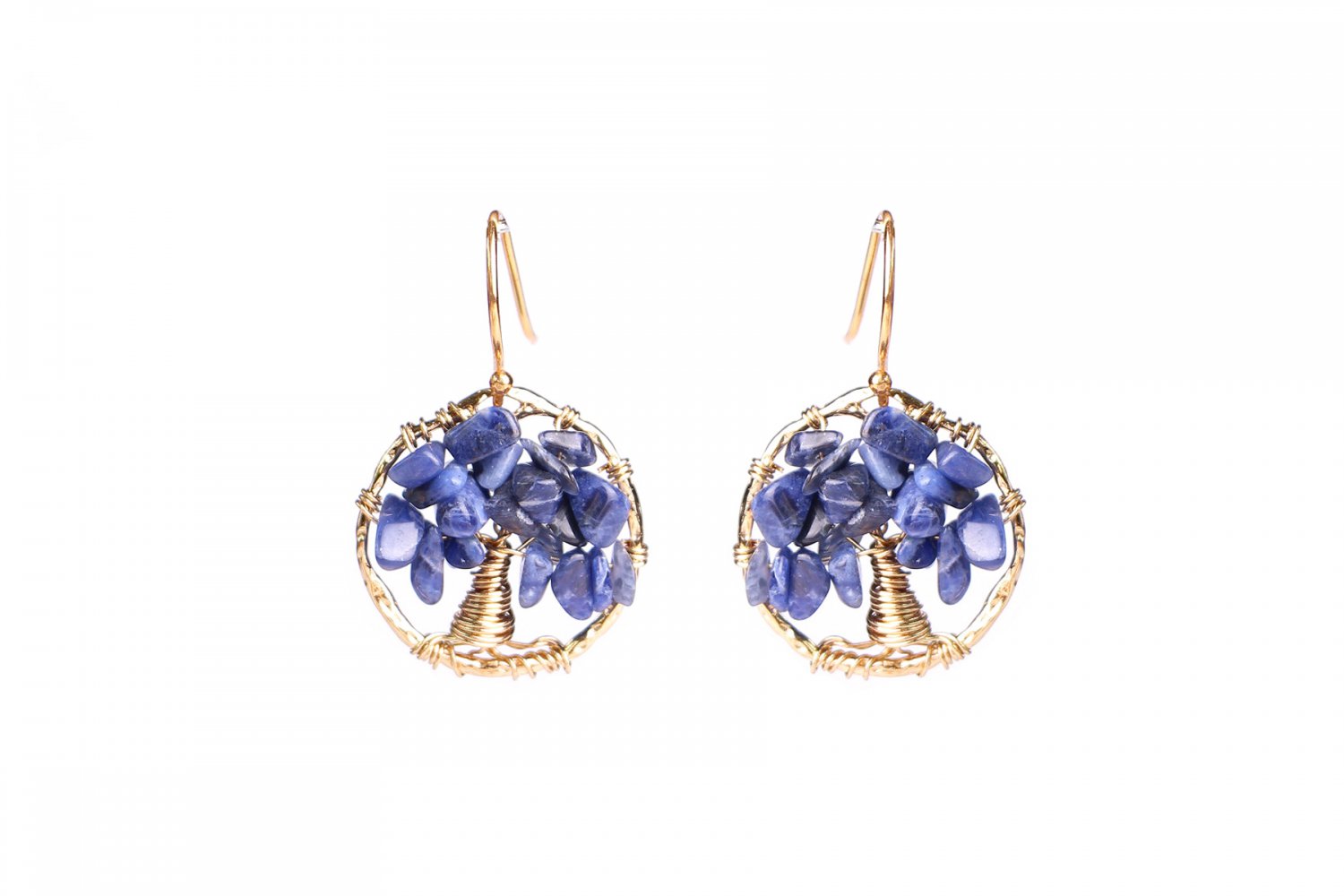 Blue Agate Tree Of Life Earrings