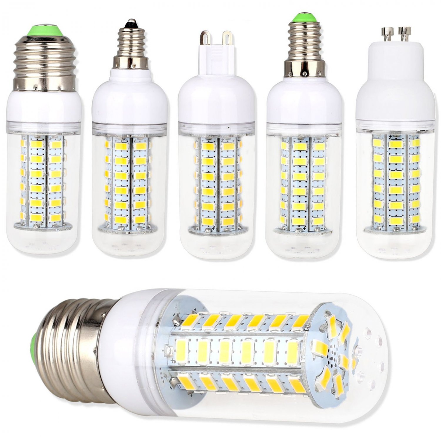 E12 E27 B22 GU10 E14 G9 5730 SMD LED Corn Bulb Lamp Light White AC 110V 220V 9W
