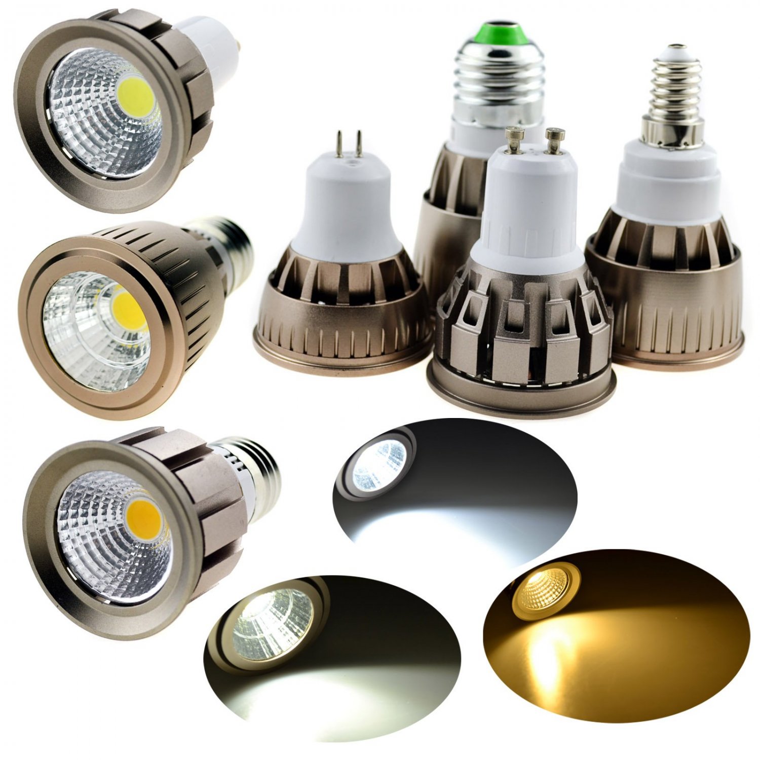 LED Spotlight E26 E27 E14 GU10 GU5.3 Dimmable 6W 9W 12W Bulb COB SMD Lamp Bright