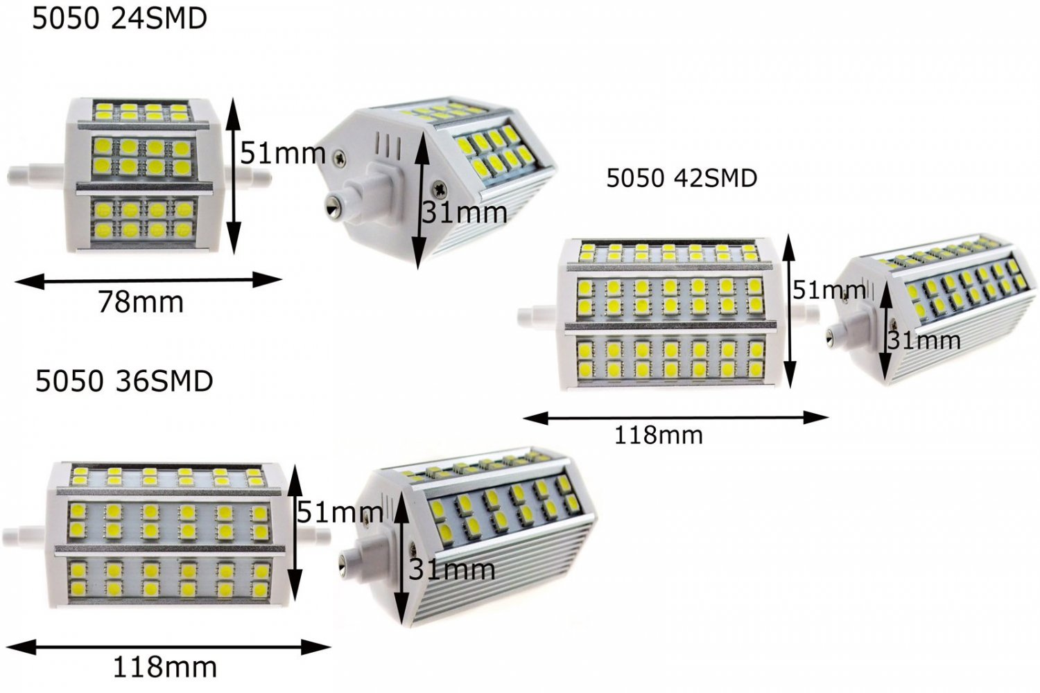 R7S J78 J118 24/36/48 SMD5050 5730 LED Flood Light Replacement Halogen Tube Bulb