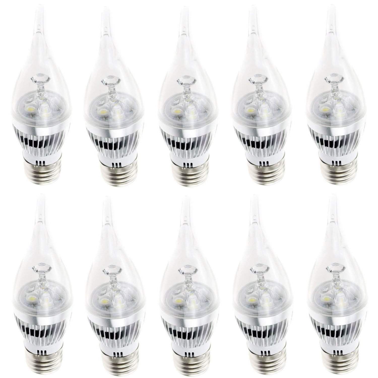10x Dimmable E27 3W 6W 9W LED Flame Candle Chandelier Light Bulb Lamp 110V 220V