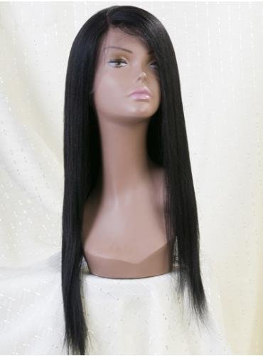 22 Inches Silky Straight Human Hair natural black Swiss Lace Full Lace Wigs