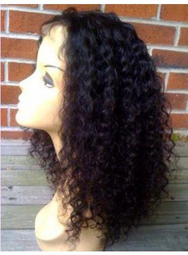 20 inches Human Hair natural black curly Full Lace Wigs 130% density