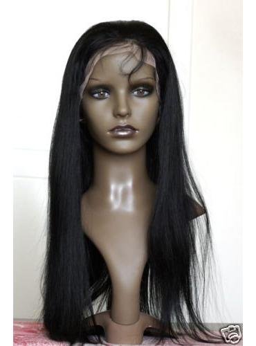 20 inches 130% density natural black 100% huaman hair silky straight Swiss lace full lace wigs
