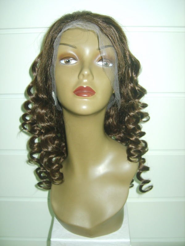 130% Density 22 Inches 100% Human Hair Dark Brown hair color Deep Wave Hair texture Full Lace Wigs