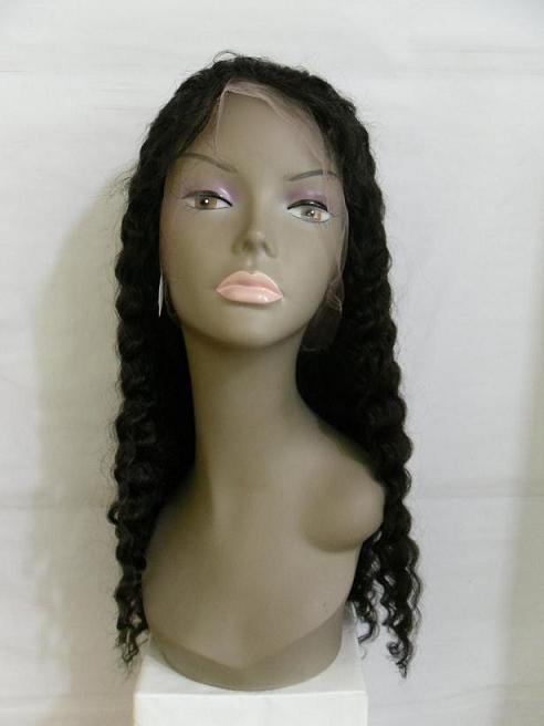 150% density 24 inches 100% Human Hair jet black color super wave Lace Front Wigs